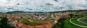 Biscay Prints: Aerial panoramic view of cloudy Bilbao, Spain from Etxebarria Park