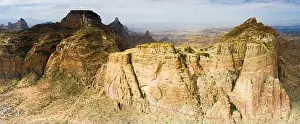 Gheralta Mountains Prints: Aerial panoramic view by drone of majestic Gheralta Mountains canyons and cliffs