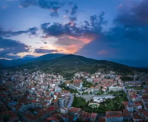 Summer Destination Prints: Aerial panoramic view of Florina city in northern Greece