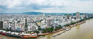 Malecon Prints: Aerial panoramic view of Malecon Simon Bolivar in Guayaquil