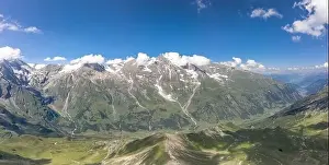 Tirol Prints: Aerial panoramic view of mountain range in Grossglockner in Austria Summer