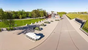Armament Prints: Aerial panoramic View at the Museum diorama Breakthrough of the siege of Leningrad in sunny summer day