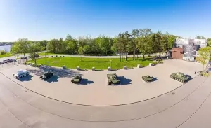 Armament Prints: Aerial panoramic View at the Museum diorama in sunny summer day