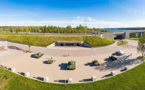 Spark Prints: Aerial panoramic View at the Museum diorama in sunny summer day