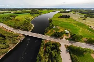 May Road Prints: Aerial panoramic view of rapid Susikoski at river Kymijoki, Finland