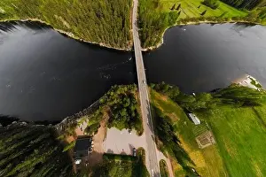 May Road Prints: Aerial panoramic view of rapid Susikoski at river Kymijoki, Finland