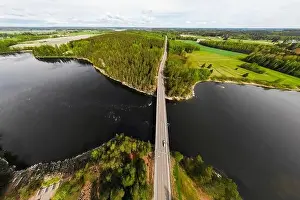 May Road Prints: Aerial panoramic view of rapid Susikoski at river Kymijoki, Finland
