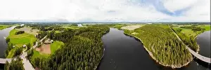 May Road Prints: Aerial panoramic view of rapid Susikoski at river Kymijoki, Finland