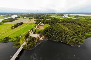 May Road Prints: Aerial panoramic view of rapid Susikoski at river Kymijoki, Finland