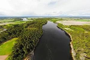 May Road Prints: Aerial panoramic view of rapid Susikoski at river Kymijoki, Finland