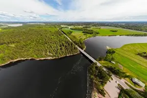 May Road Prints: Aerial panoramic view of rapid Susikoski at river Kymijoki, Finland