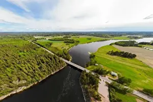 May Road Prints: Aerial panoramic view of rapid Susikoski at river Kymijoki, Finland