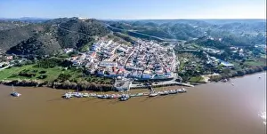 Huelva Prints: Aerial panoramic view of Sanlucar de Guadiana village in Huelva