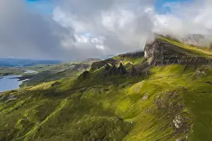 Isle Of Skye Prints: Aerial panoramic view of the scotish highlands Isle of Skye in northern Scotland Hebrides Islands