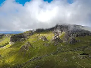 Isle Of Skye Prints: Aerial panoramic view of the scotish highlands Isle of Skye in northern Scotland Hebrides Islands