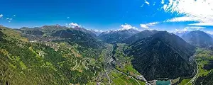 Alps Mountains Prints: Aerial panoramic view of the Swiss Alps near Verbier in Switzerland