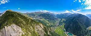 Alps Mountains Prints: Aerial panoramic view of the Swiss Alps near Verbier in Switzerland