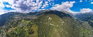 Alps Mountains Prints: Aerial panoramic view of the Swiss Alps near Verbier in Switzerland