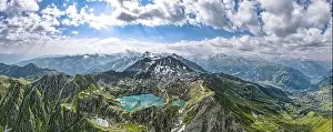 Alps Mountains Prints: Aerial panoramic view of the Swiss Alps near Verbier in Switzerland