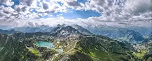 Alps Mountains Prints: Aerial panoramic view of the Swiss Alps near Verbier in Switzerland