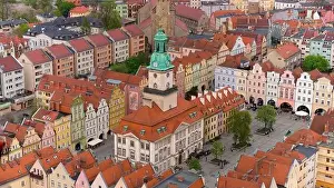 City Hall Prints: Aerial perspective highlights the architectural beauty of Jelenia Góra's market square