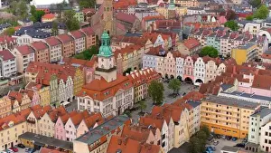 City Hall Prints: Aerial perspective highlights the architectural beauty of Jelenia Góra's market square