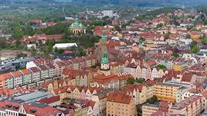 City Hall Prints: Aerial perspective highlights the architectural beauty of Jelenia Góra's market square