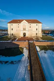 Dunakanyar Prints: Aerial photo of Castle in Ozora, called Ozorai Pipo vara