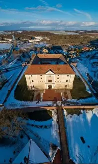 Dunakanyar Prints: Aerial photo of Castle in Ozora, called Ozorai Pipo vara