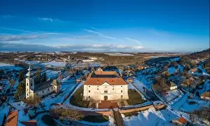 Dunakanyar Prints: Aerial photo of Castle in Ozora, called Ozorai Pipo vara