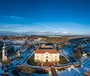 Dunakanyar Prints: Aerial photo of Castle in Ozora, called Ozorai Pipo vara