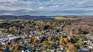 Upstate Prints: Aerial photo of fall foliage surrounding the Village of Tully