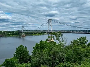 Poughkeepsie Prints: Aerial photo of the Franklin Delano Roosevelt Mid-Hudson Bridge over the Hudson River
