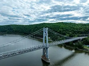 Aerial photo of the Franklin Delano Roosevelt Mid-Hudson Bridge over the Hudson River, Poughkeepsie NY