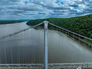 Poughkeepsie Prints: Aerial photo of the Franklin Delano Roosevelt Mid-Hudson Bridge over the Hudson River