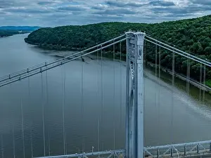Aerial photo of the Franklin Delano Roosevelt Mid-Hudson Bridge over the Hudson River, Poughkeepsie NY