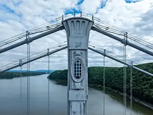 Aerial photo of the Franklin Delano Roosevelt Mid-Hudson Bridge over the Hudson River, Poughkeepsie NY