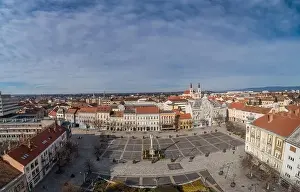 Old Square Prints: Aerial photo, Main Square of Szombathely Hungary