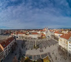 Old Square Prints: Aerial photo, Main Square of Szombathely Hungary
