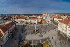 Old Square Prints: Aerial photo, Main Square of Szombathely Hungary