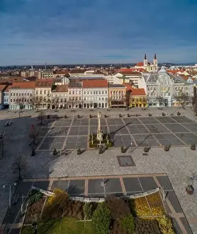 Old Square Prints: Aerial photo, Main Square of Szombathely Hungary
