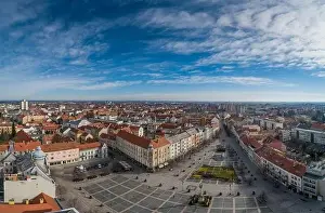 Old Square Prints: Aerial photo, Main Square of Szombathely Hungary