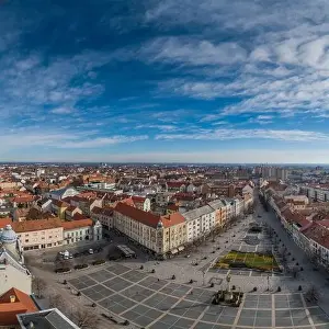 Old Square Prints: Aerial photo, Main Square of Szombathely Hungary