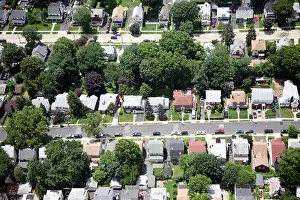 Tops Prints: Aerial photo of residential street in Hillside, New Jersey Union County USA america
