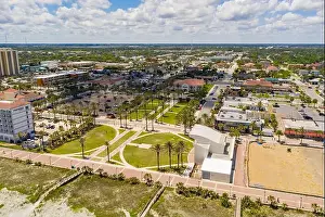Jacksonville Prints: Aerial photo Seawalk Pavilion Jacksonville Beach FL USA