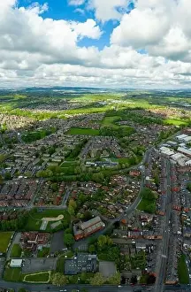 Lawns Prints: Aerial photo of a typical British housing estate in the large town of Wigan