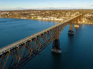 Aerial photo of a walkway bridge near Poughkeepsie NY over the Hudson River