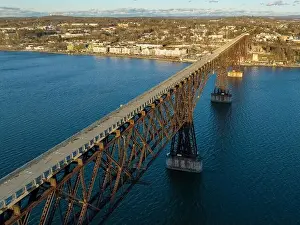 Poughkeepsie Prints: Aerial photo of a walkway bridge near Poughkeepsie NY over the Hudson River