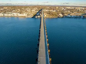 Poughkeepsie Prints: Aerial photo of a walkway bridge near Poughkeepsie NY over the Hudson River