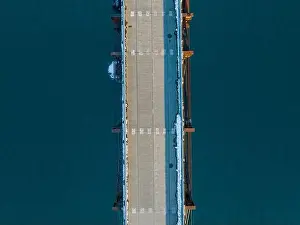 Poughkeepsie Prints: Aerial photo of a walkway bridge near Poughkeepsie NY over the Hudson River